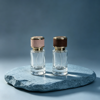 Flacon de parfum rechargeable en verre de 30 ml, avec capuchon en cuir texturé de luxe et anneau doré, vaporisateur vide pour emballage de soins personnels
