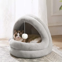 Lit pour chat fermé résistant à l'usure avec base antidérapante, nid pour animaux de compagnie lavable pour chats et petits animaux d'intérieur, utilisable toute l'année
