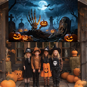 Pancarta de Halloween de poliéster con diseño de calavera espeluznante, 115x180cm, decoración para fiestas y dormitorios - Product Image 1