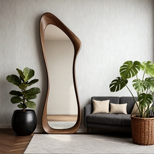 Specchio con Cornice in Legno Decorazione per <span class=keywords><strong>Soggiorno</strong></span> Specchio Irregolare da Parete <span class=keywords><strong>Arredamento</strong></span> Casa Specchio a Figura Intera Moderno Francese - Product Image 1