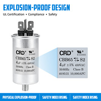 Condensateur de démarrage moteur auto-réparateur CRD CBB65 4UF 450VAC, condensateur à film polypropylène métallisé RoHS pour compresseur HVAC