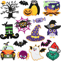Patchs brodés Halloween : Fantôme, Chauve-souris, Hibou, Arbre mort – Badges effrayants thermocollants pour les fêtes, appliques en tissu à coudre