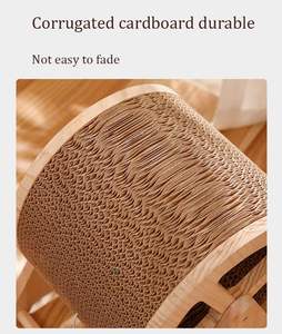 Nouveau design : Griffoir pour chat en forme de grande roue en bambou amovible, en carton ondulé écologique, pour le tranchage des griffes des animaux de compagnie - Product Image 6