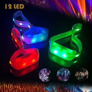 Pulseira de LED para festas, pulseira com logotipo personalizado e música controlada, pulseira com luz LED para eventos