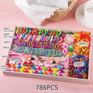 680 pièces/ensemble d'accessoires pour cheveux pour filles, mignons et colorés, en nylon élastique, comprenant des élastiques, des pinces et des clips, pour bébés filles - Product Image 5