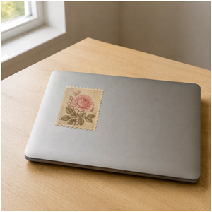 Autocollant découpé sur mesure, adhésif, imperméable, écologique, durable, en vinyle, motif timbre-<span class=keywords><strong>poste</strong></span> vintage, pour ordinateur portable et journal. - Product Image 3
