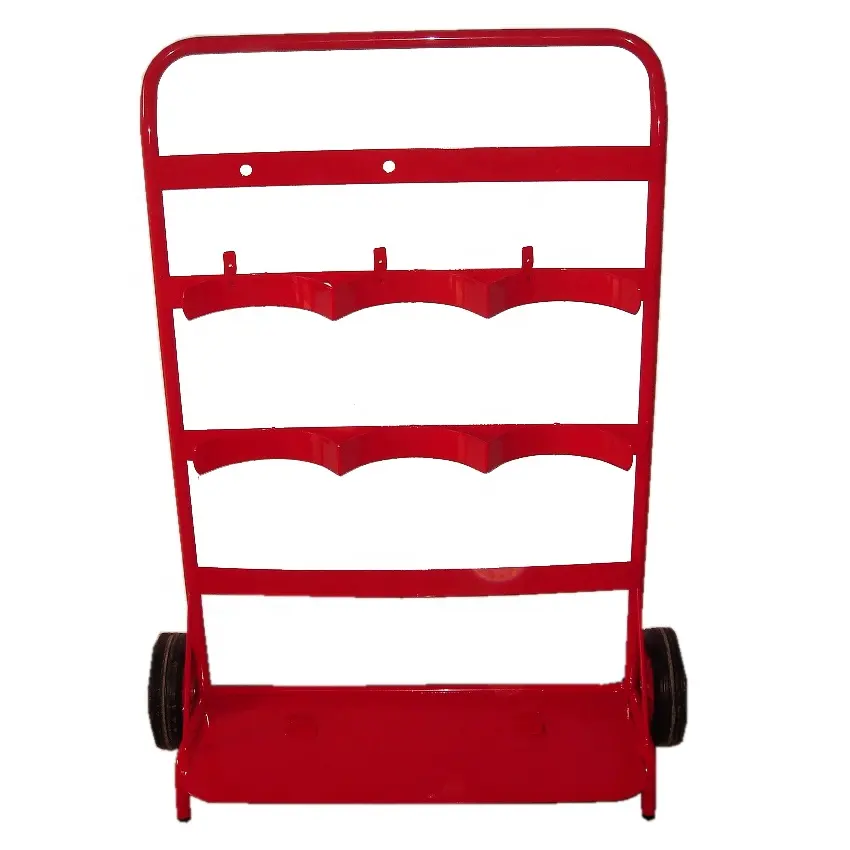 Triple fire extinguisher trolley red stands for hanging extintor Hand carts trolleys