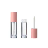Kemasan Kosmetik Warna Merah Muda, Tabung Lip Gloss Plastik Kosong Bening dengan Sentuhan Lembut