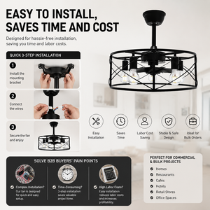 <span class=keywords><strong>Ventilateur</strong></span> de <span class=keywords><strong>plafond</strong></span> industriel moderne B2B avec éclairage intégré, 20 pouces, cage dorée, 5 pales, LED, télécommande, <span class=keywords><strong>luminaire</strong></span> - Product Image 3