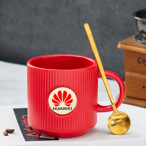 Taza <span class=keywords><strong>de</strong></span> café <span class=keywords><strong>de</strong></span> cerámica con sello <span class=keywords><strong>de</strong></span> cobre a rayas avanzado con logotipo personalizado - Product Image 4