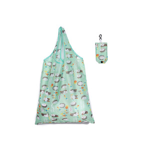 Bolsa de mano plegable de alta resistencia <span class=keywords><strong>con</strong></span> logotipo personalizado de dibujos animados, grande, reutilizable, 190T, poliéster, serigrafía, bolsa de compras de comestibles - Product Image 3