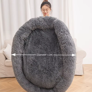 Cama cueva para mascotas para aliviar el estrés-Diseño de felpa y Cueva de 4CM, base antideslizante lavable - Product Image 3