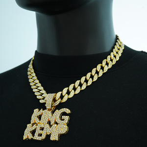 Nl2282 किंगकम्प यूरोपीय अमेरिकी हिप-हॉप शैली पूर्ण डायमंड मिश्र धातु पेलेंट क्यूबन श्रृंखला - Product Image 1