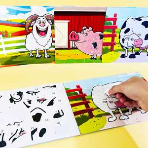 Libro de pegatinas para colorear sin ensuciar para niños y niñas, 12 piezas, actividades, arte, regalos de cumpleaños, manualidades, animales de granja, manualidades con láminas para niños - Product Image 2
