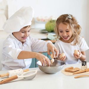 Ensemble d'outils de cuisine pour tout-petits, 10 pièces, vrais outils de cuisson en bois pour enfants, couteau de cuisine sûr pour enfants - Product Image 2