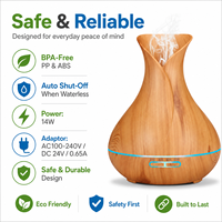 Diffuseur d'aromathérapie et humidificateur à grain de bois 500 ml, brume 35 ml/h, LED 7 couleurs, minuterie 1/3/6H, sans BPA, PP ABS, logo personnalisé, usine OEM