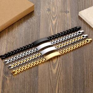 Pulsera para hombre, chapada en metal, pulsera grande grabada personalizada, 8.27-8.66 pulgadas <span class=keywords><strong>de</strong></span> largo - Product Image 4