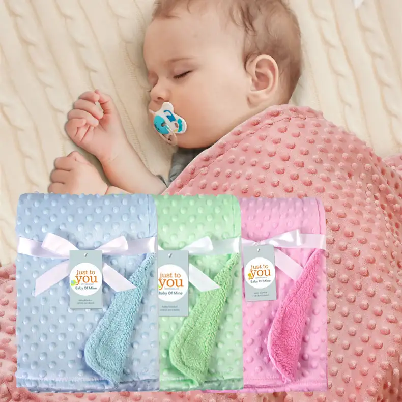 Nuevas llegadas super de espuma suave manta de bebé de lujo doble sólido capas manta bebé