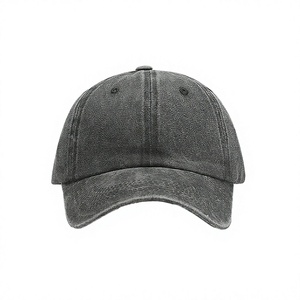 Washed <b>Black</b> Cotton 6-Panel <b>Baseball</b> <b>Cap</b> Adjustable Unisex Casual Hat Solid Color Adult Size - Product Image 3