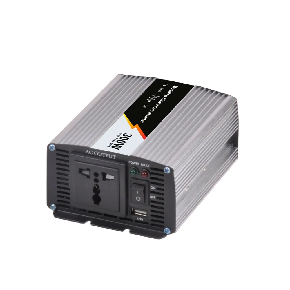 12V 24V 48V DC เป็น AC 120V 220V 230V 300W มินิแก้ไขคลื่นไซน์อินเวอร์เตอร์รถ