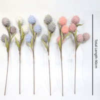 Vente en gros : Globe artificiel en mousse PE de 90 cm à 3 têtes, échinops, couleur personnalisée pour arrangements floraux de mariage, hôtel, maison