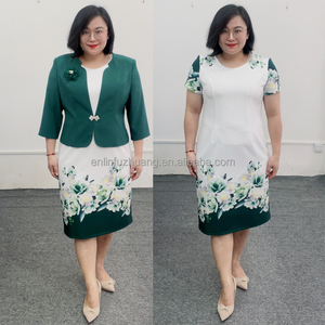 New Arrival Turkey Plus Size Floral Print Elegant Mother Two <b>Piece</b> Purple Green Dress Outfits - Product Image 3