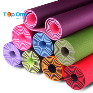 Top One haute qualité pas cher bleu rouge doux anti-dérapant recycler Durable Double couleur entraînement écologique TPE tapis de Yoga - Product Image 3