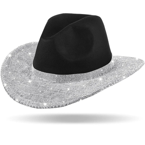 HLC RTS Glam Cowboy Rhinestone <strong>Hat</strong> Diamond <strong>Hat</strong> Headdress Sparkly <strong>Cowgirl</strong> Pink <strong>Hat</strong> for <strong>Bride</strong> Wedding Party Headwear Manufacturer - Product Image 1
