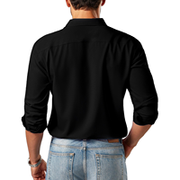 Kemeja tuksedo lengan panjang untuk pria, baju tuksedo bisnis kerah besar dan tinggi (ukuran XL-6XLT), baju kancing bawah lengan panjang