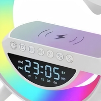 Speaker Mini Hotsale Pengisian Daya Nirkabel Jam Alarm Lampu Ambient Multifungsi 4 in 1 Speaker Pintar