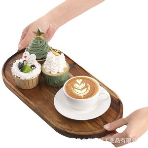 Acacia Wood Solid Wood <b>Tray</b> Oval Rectangular Dessert Fruit Serving <b>Tray</b> For Coffee <b>Tea</b> Hotel Use - Product Image 1