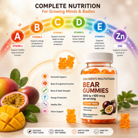 Gummies multivitaminées naturelles OEM sous marque privée pour adolescents – Soutien immunitaire quotidien et nutritionnel, saveur fruitée, complément vitaminique