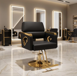Chaise de barbier en cuir durable à prix avantageux avec fonction de réglage en hauteur et inclinaison, mobilier de salon multifonctionnel - Product Image 1