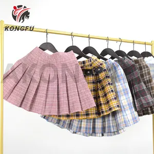 AKONGFU A-Line Mini Skirt Pleated High Waist Flare tennis skirts women used branded clothes bales used clothing bales america