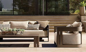 Sofá de exterior moderno con estructura de aluminio T6 con recubrimiento en polvo para todo tipo de clima, con silueta de trípode, para patio o terraza, ideal para villas de lujo. - Product Image 5