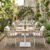 Fauteuil en corde tressée Olifen de style moderne, structure en aluminium robuste, coussin de 5 cm, design K/D, chaise de bistrot de jardin extérieure