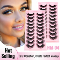 Faux cils réutilisables en cheveux synthétiques, bande complète, multipack, semi-faits à la main, tige en coton plastique de 1 mm, plateau de cils, vente en gros