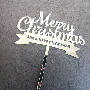 ท็อปเปอร์เค้กอะคริลิคสีแดงเหลือบรุ้ง ลาย "Honey And Sweetness Merry Christmas" สำหรับงานปาร์ตี้วันหยุด - Product Image 4