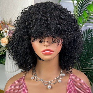 Good Quality Hot Selling Factory Price Double Drawn Virgin Fringe Pissy Curly <b>Wig</b> Human Hair <b>Wig</b> - Product Image 2