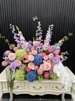 Nouvelle conception 2027 : Arche florale artificielle bleu violet rêveur pour mariage, fond de scène en soie avec roses et hortensias pour événements et fêtes