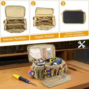 กระเป๋าใส่ของอเนกประสงค์กันแรงเสียดทานด้านล่างสีน้ำตาลอ่อนกันเสียดสีสำหรับผู้ชายกระเป๋าใส่ของอเนกประสงค์สำหรับช่างซ่อมช่วงยุทธวิธี - Product Image 5