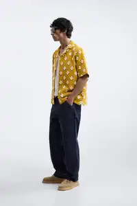 Férias Causal Camisa Set Allover Logo Manga Curta Silk Camp Personalizado Impresso Botão Havaiano Up Camisa Para Homens