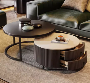 XINSHIYI Fabrication dessus en marbre pieds en métal doré ensemble de tables à café et à thé rondes meubles de salon - Product Image 4