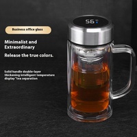 Bouteille en verre à double paroi à haute teneur en borosilicate personnalisée eau potable directe bouteille d'eau en verre publicitaire imprimée avec poignée