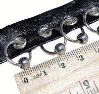 Ceinture circulaire en cuir PU de couleur unie avec œillets, perles cousues à la main, anneaux et garniture à pompons pour jupes de danse, bagages et vêtements