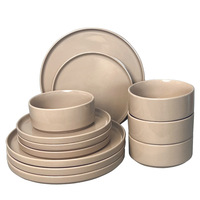 Service de table en céramique rétro européenne embossée, 16 pièces, pour 4 personnes, assiettes plates, bols à soupe, plats