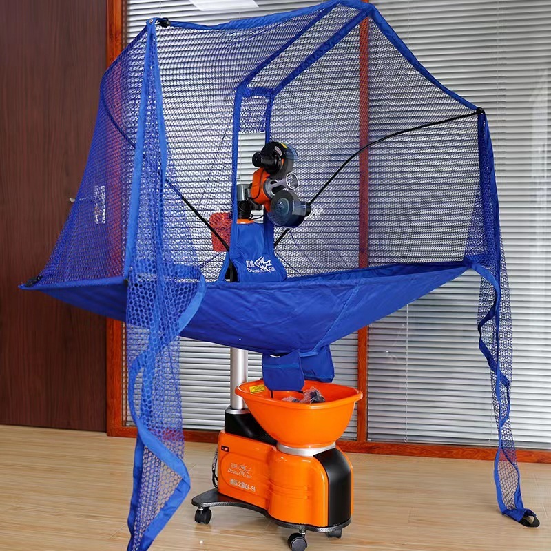Double Fish E6 Table Tennis Serving Machine Floor Standing 9-Angle Adjust 30-80 Balls Minute Home Training Device
