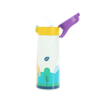 Bouteille d'eau isotherme Northfox 500 ml pour enfants avec paille, en acier inoxydable 304, anti-fuite, sans BPA, personnalisable pour la rentrée scolaire