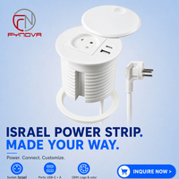 Prise de bureau intelligente israélienne encastrée, prise de courant AC encastrée pour bureau et canapé, prise ronde encastrée avec charge USB et prise électrique