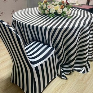 Wholesale Dinning Event Wedding Party Fitted Slipcover <strong>Black</strong> and White Strip Printed Spandex <strong>Chair</strong> <strong>Covers</strong> - Product Image 3